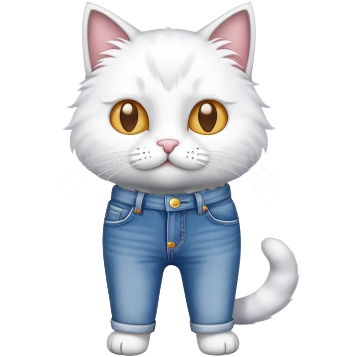 Cat whit jeans and white t-shirt  emoji