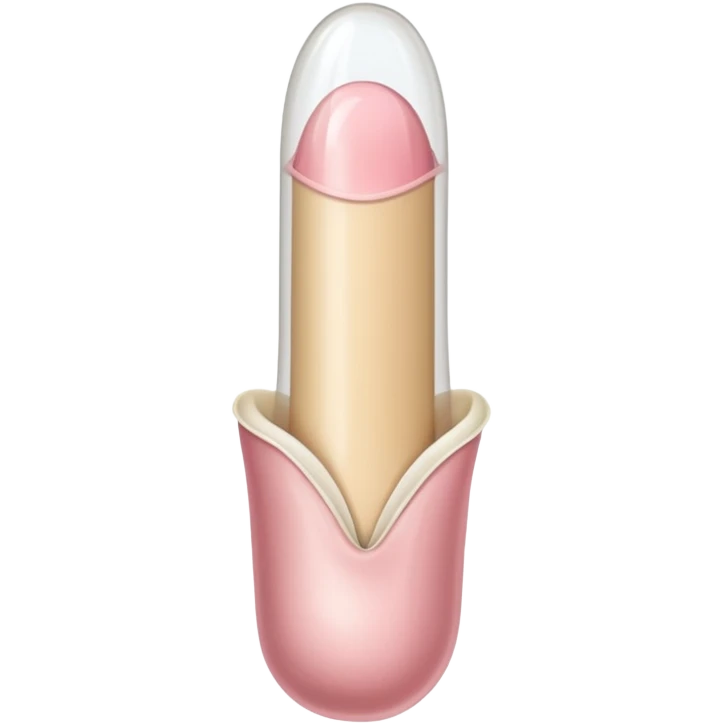 white transparent condom fully covering cylindrical beige-pink colored penis shaft, no face, include glans penis tip and corona line at one end emoji