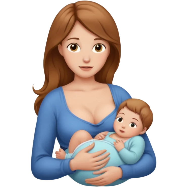 Mother breastfeeding beautiful breast big natural emoji