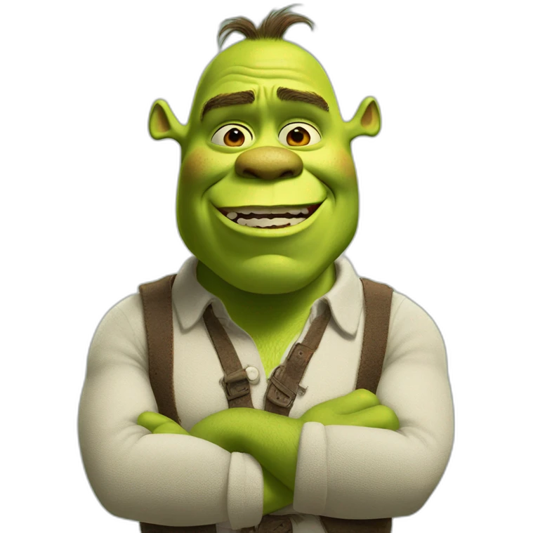 Shrek articulates saying no with hands emoji