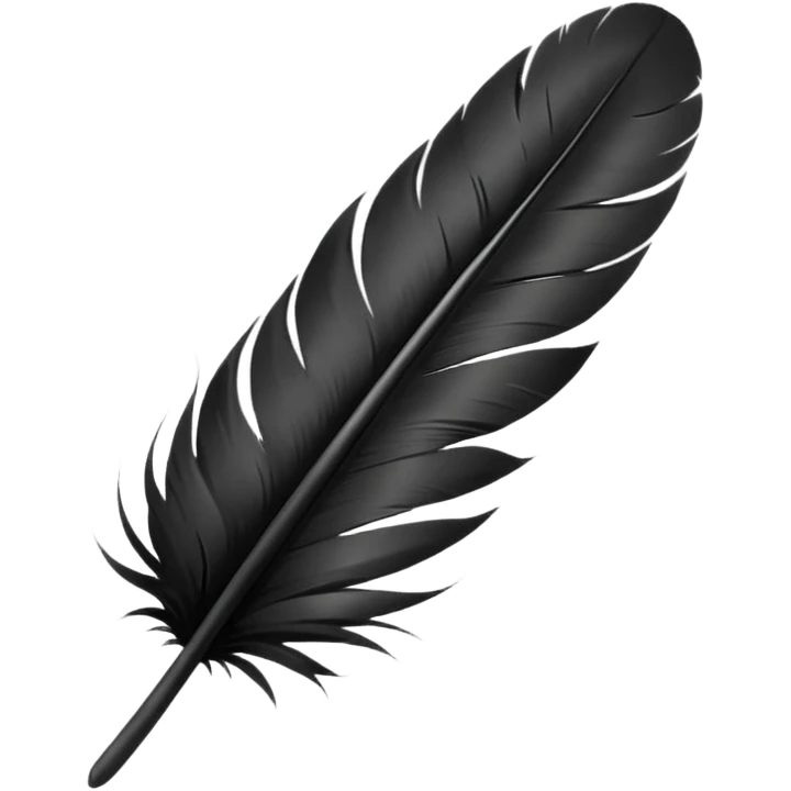 Ultra realistic, still life, black and white feather emoji