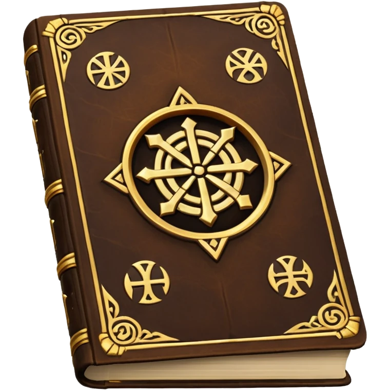 Spell Book – Old leather book with glowing runes and bookmarks emoji
