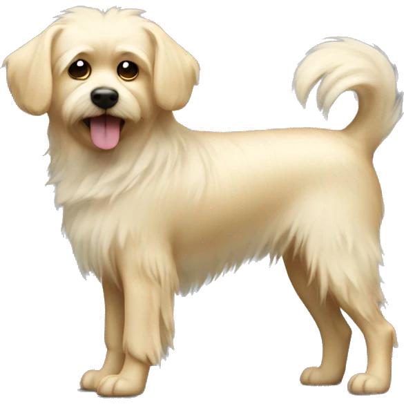 Light blonde small dog with shaggy fur full body emoji