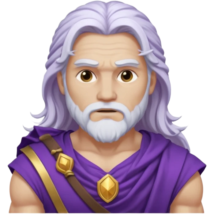 Jupiter, Thunder God from Rome Mythology with long white hair, purple and white outfit emoji