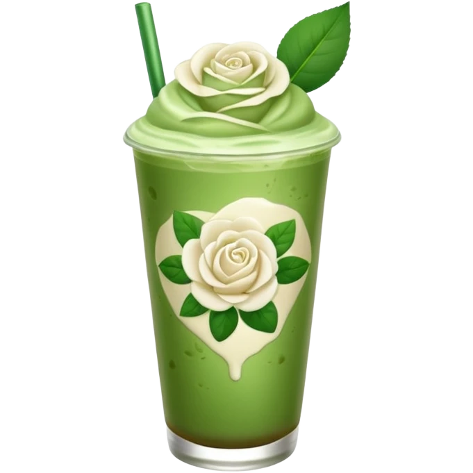 iced matcha latte white rose  emoji