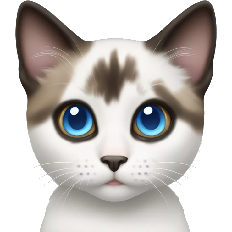 white/black/brown munchkin cat with blue eyes emoji