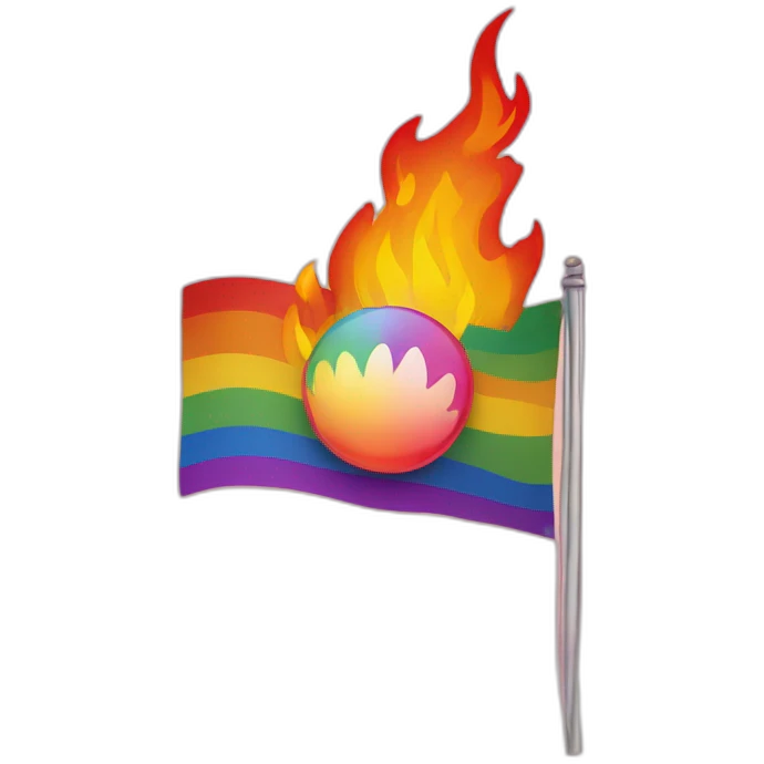 lgbt flag with fire background emoji