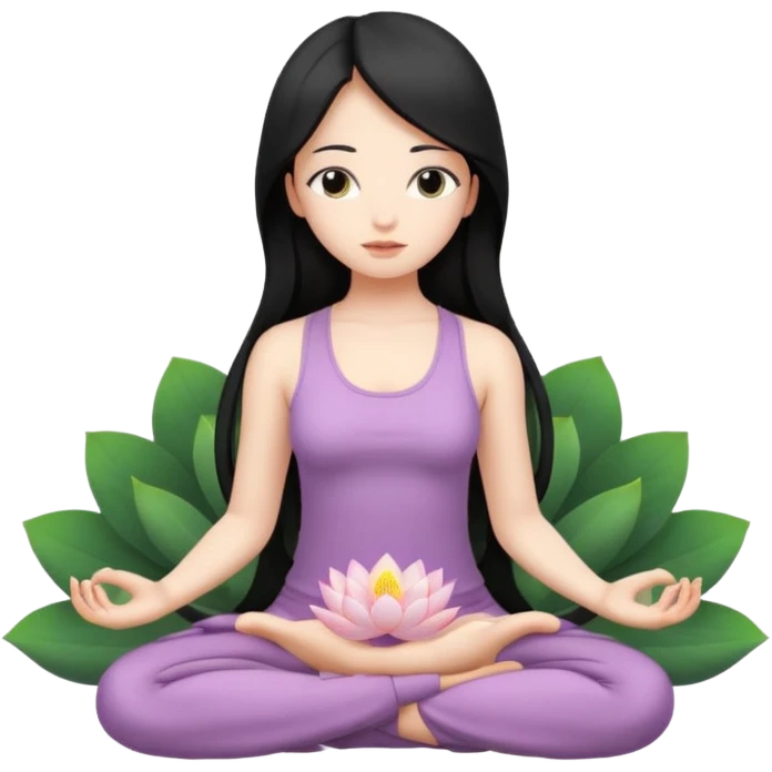 meditating girl with lotus emoji