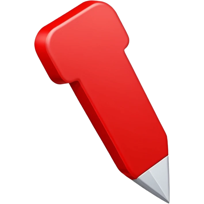 A simple bold red downward pointer with clean edges, solid fill, and a modern emoji-like style, pointing straight down. emoji