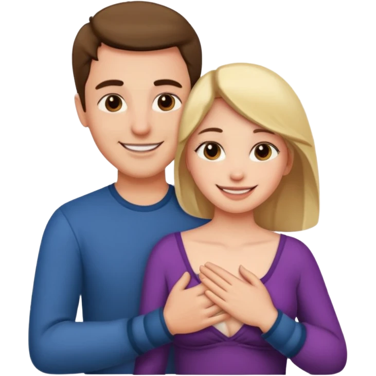 L'homme touche la poitrinne de la femme  emoji