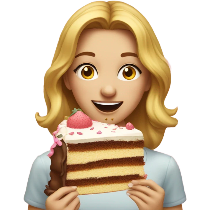 Girl eating cake  emoji