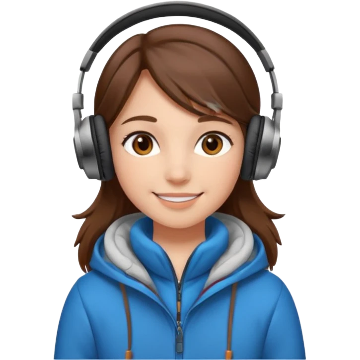 Я хочу дівчину з світлою шкірою корисним волоссям коричне вими очима і з навушниками і в теплому одязі emoji