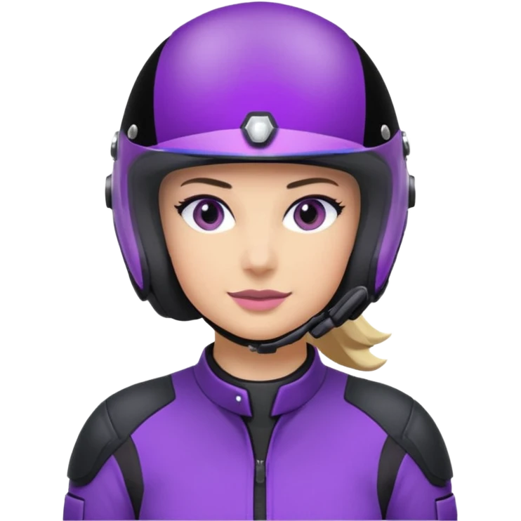 Créer un emoji copiable sur mon système iOS avec une moto mt07 noir mate / violet plus foncé que tu as et iridescent. le style de la mt07 doit être en sport. Avec pilote dessus visière violet bulle de la moto violet aussi. Avec fond arrière  violet  emoji