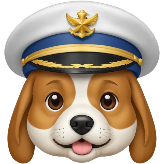 dog wearing a captain's hat emoji