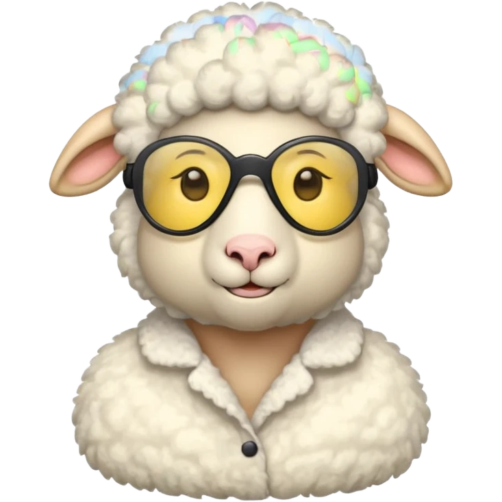 a sheep with yellow sleep mask and wearing shirt emoji