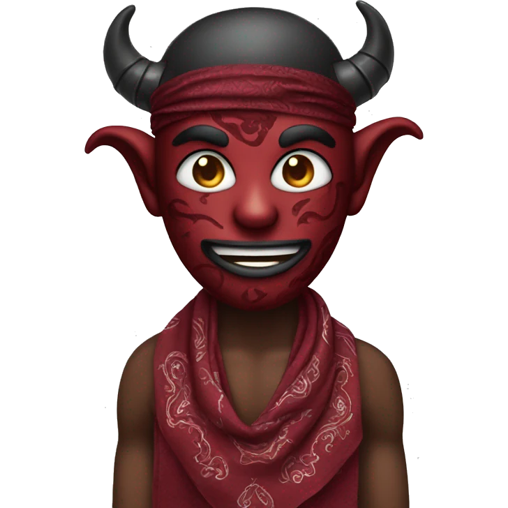 Demon with a Burgundy paisley Bandana emoji