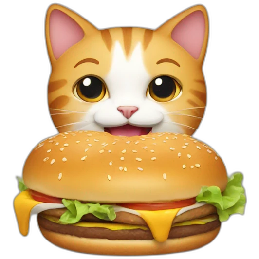 cat eating a burger emoji