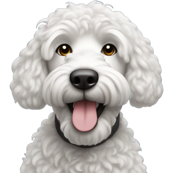 Black Berenedoodle face with white eyebrows emoji