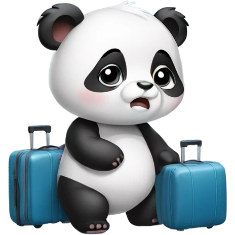 Baby panda sad carrying luggage emoji