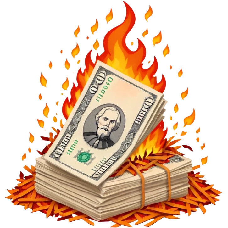 exploding stack of russian rubles emoji