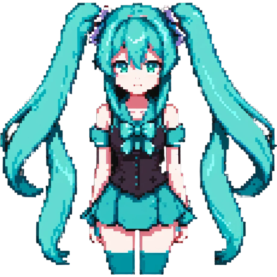 Hatsune Miku with teal twin tails emoji