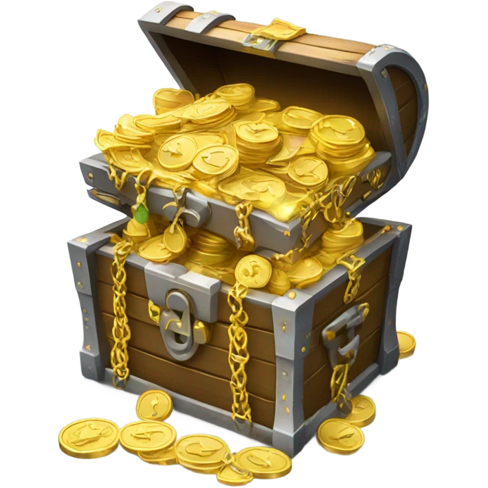 Treasure chest with many gold and money  emoji