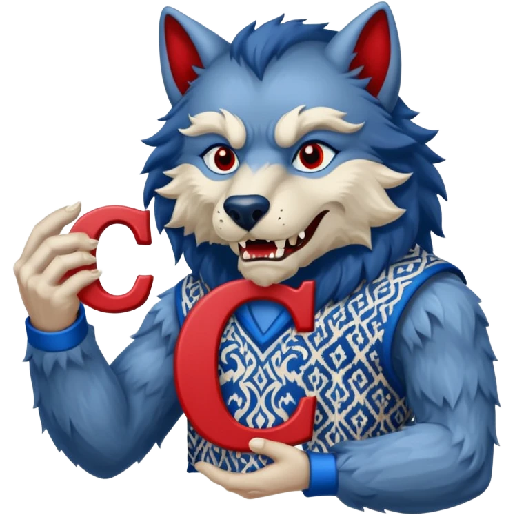 a werewolf hand holding the letter c make the c made out of persian carpet texture emoji