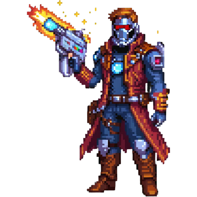 Detailed Star-Lord element gun with glowing effects emoji