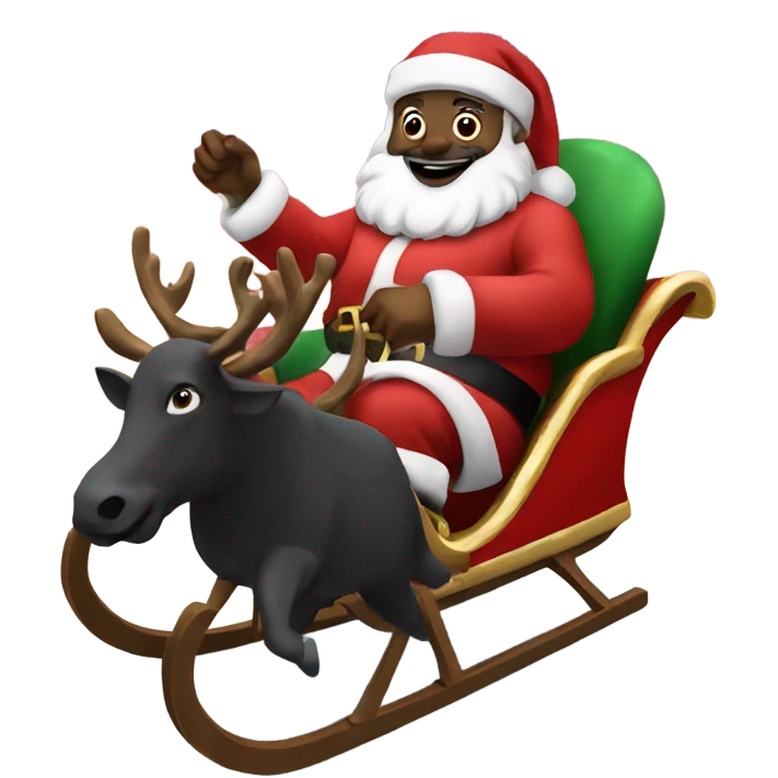 Black Santa On Sleigh emoji