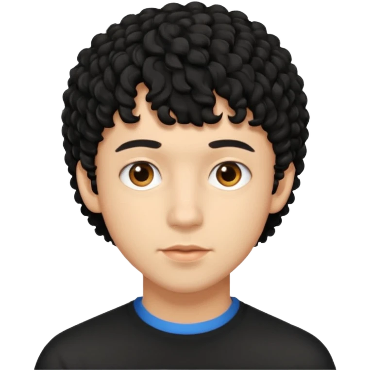 Young man with black curly hair fringe Haircut and light darāt skin emoji
