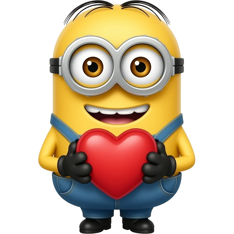 a minion holding a heart emoji