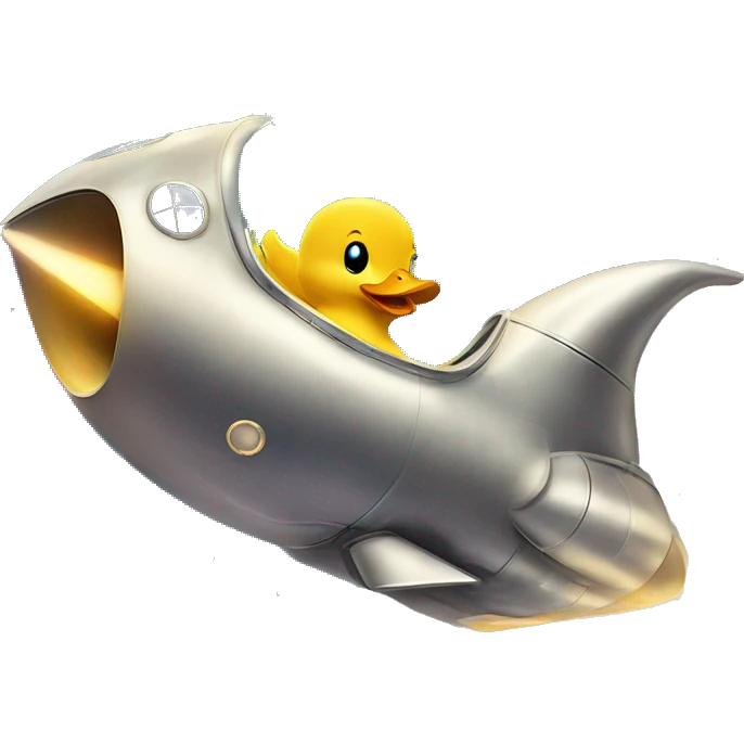 Cute ducky flying over the moon on a spaceship mystical emoji