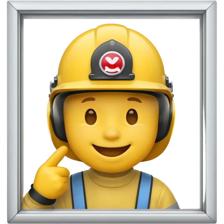  smile emoji wearing helmet licking a window emoji