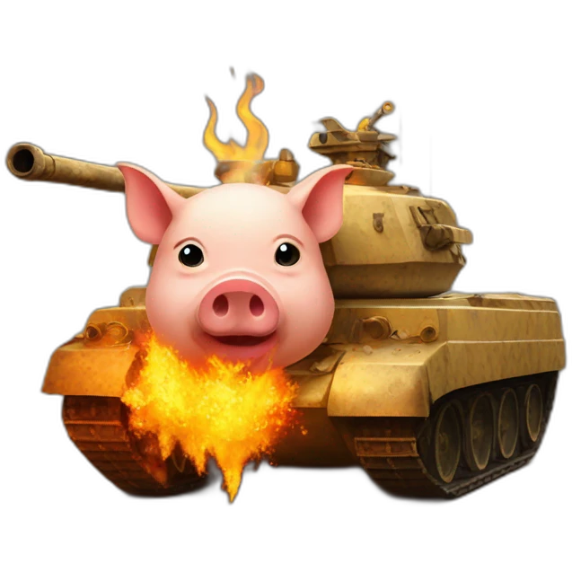 Ukrainian pig inside a Leopard tank on fire emoji