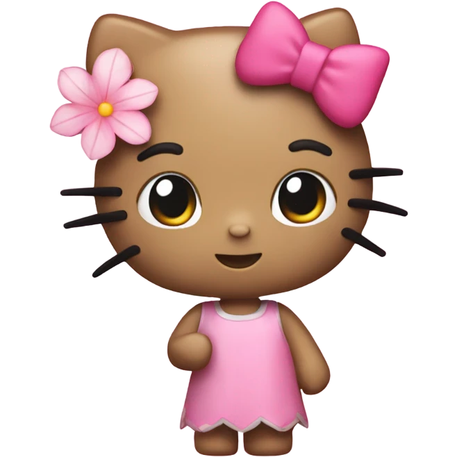 Hello kitty holding Pink maple leaf emoji