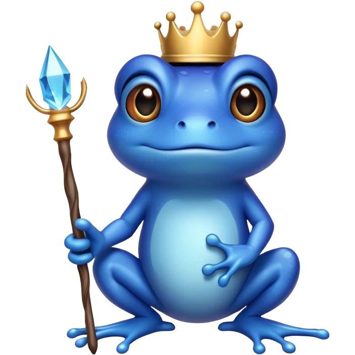 Blue Flying frog with wand emoji