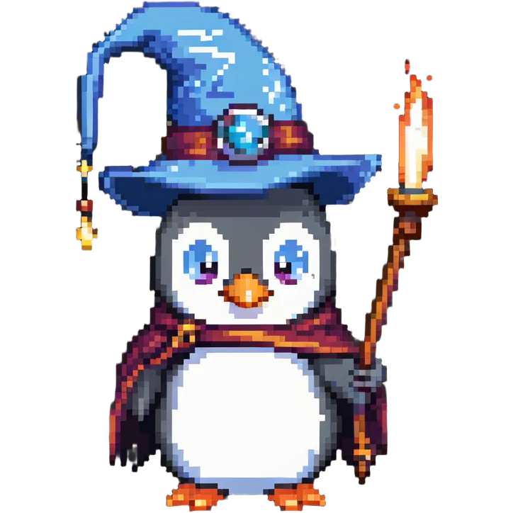 penguin wizard casting a frost spell emoji