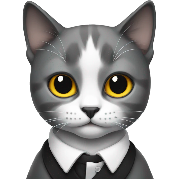 monochrome cat with white collar  emoji