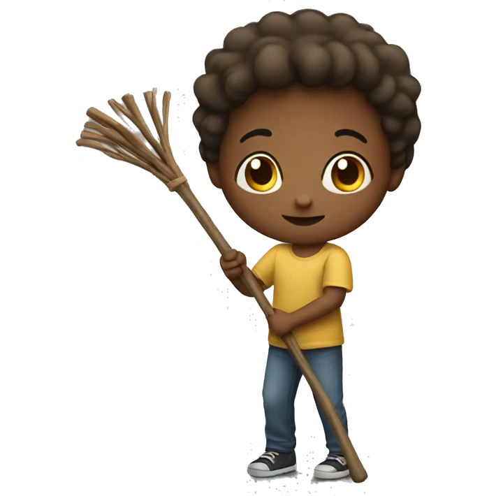 little kid holding a stick emoji