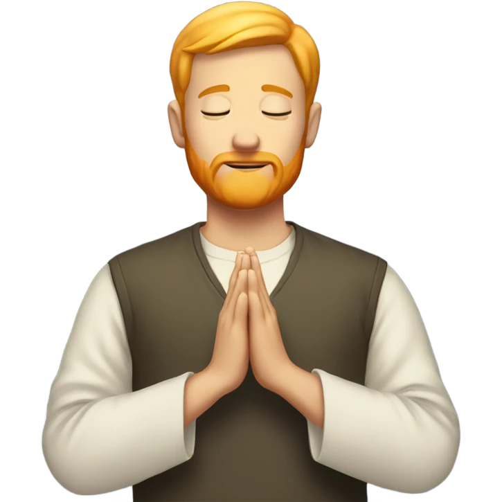 man with orange beard and short blond hair as he praying  emoji