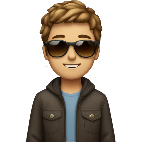 Fair brown-haired boy with sunglasses emoji