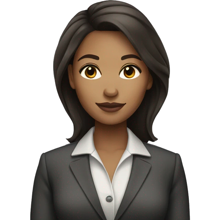Light skin Business woman with dark brown hair emoji