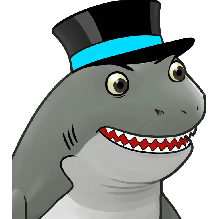 Shark with a top hat emoji