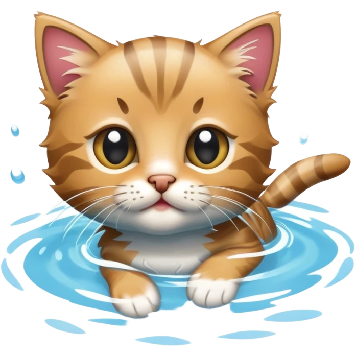 Tabby kitten swimming in a pool emoji