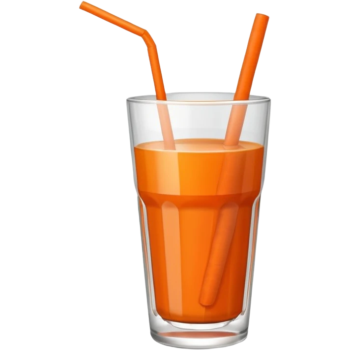 a glass of carrot juice with a straw, simple, clear emoji