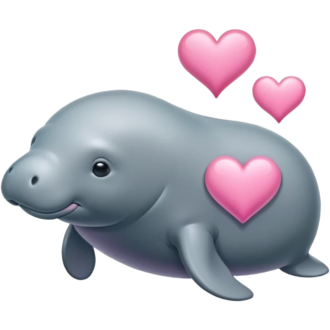 Manatee with a pink heart emoji