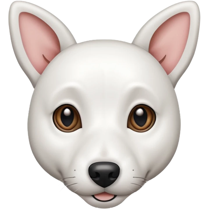 a fully white jack russell the size of a kelpie with floppy ears and a half white face emoji