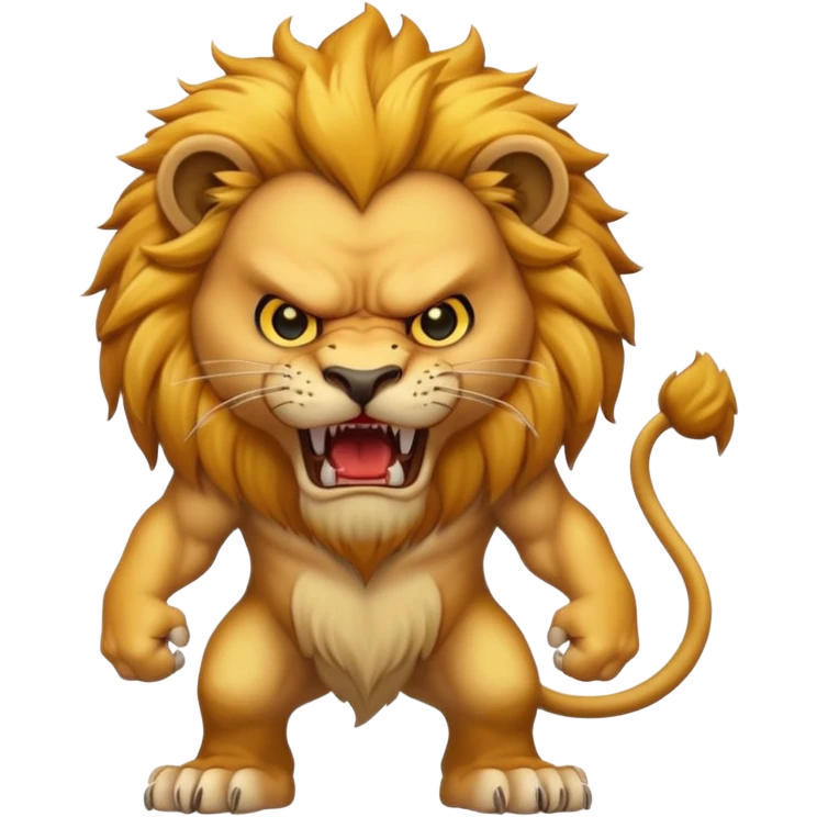 full body of angry lion with fangs, front face  emoji