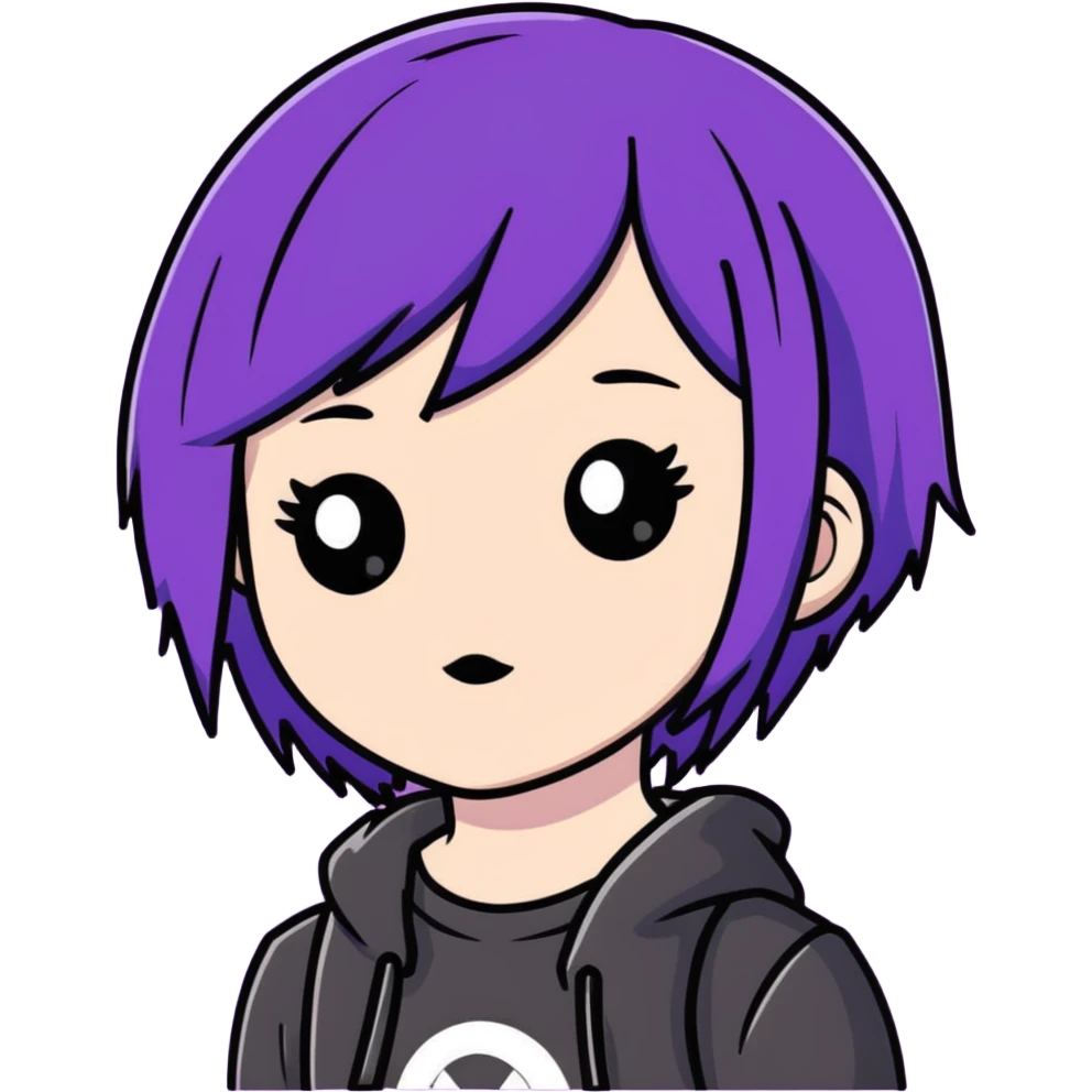 violet hair emo girl emoji