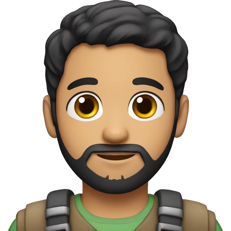 A young, bearded Omani man with short black hair and worm skin emoji